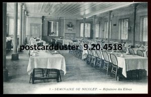 h3771- NICOLET Quebec Postcard 1910s Seminary Interior Dining Room by Masselotte