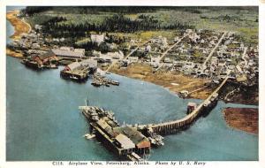 AK, Alaska    BIRD'S EYE VIEW OF PETERSBURG    Navy Photo   c1920's Postcard