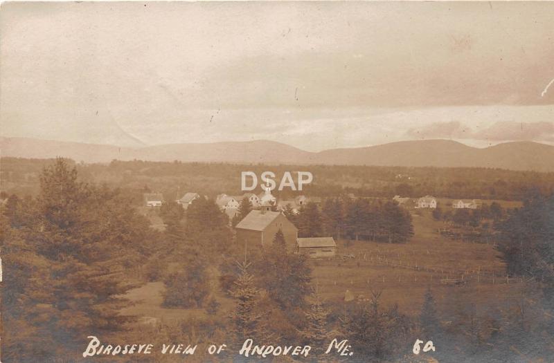 <A14> MAINE Me Real Photo RPPC Postcard 1914 ANDOVER Birdseye View 
