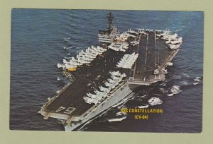 USS CONSTELLATION CV-64 Postcard Aircraft Carrier Warship U.S. Navy Military