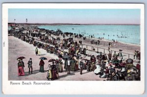 Pre-1907 REVERE BEACH RESERVATION CROWD SCENE OCEANFRONT ANTIQUE POSTCARD