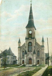 Postcard Antique View of Guardian Angel Church in Manistee, MI.         P5