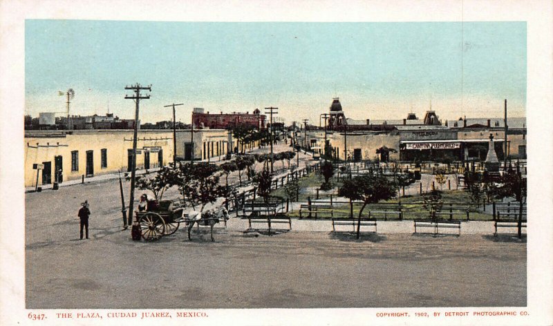 The Plaza, Ciudad Juarez, Mexico, 1902 Postcard, Unused, Detroit Photographic