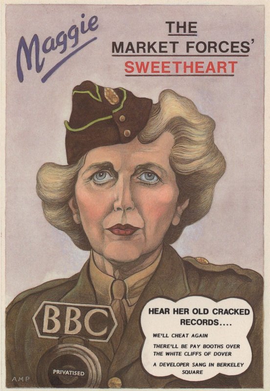 Margaret Thatcher as Vera Lynn Sweetheart Comic Postcard