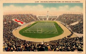 Coliseum Exposition Park Los Angeles CA Vintage Linen Postcard A23