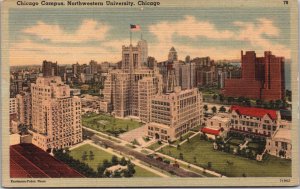 Chicago Campus Northwestern University Chicago Illinois Linen Postcard C087