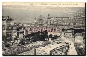 Old Postcard Marseille Panorama Quays caught N D of the Guard