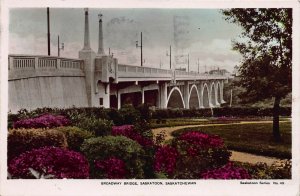 Broadway Bridge, Saskatoon, Saskatchewan, Canada, early postcard, Used in 1941