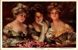 Beautiful Ladies, At the Opera Artist Philip Boileau Vintage Postcard A04