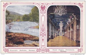 2-Views, NORWAY; Waterfall, Stalheim & Royal Palace, Christiania, 10-20s