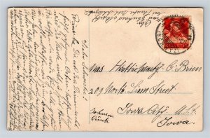 1920's RPPC Children Donkey Basket Eggs Hearty Easter Greetings Postcard