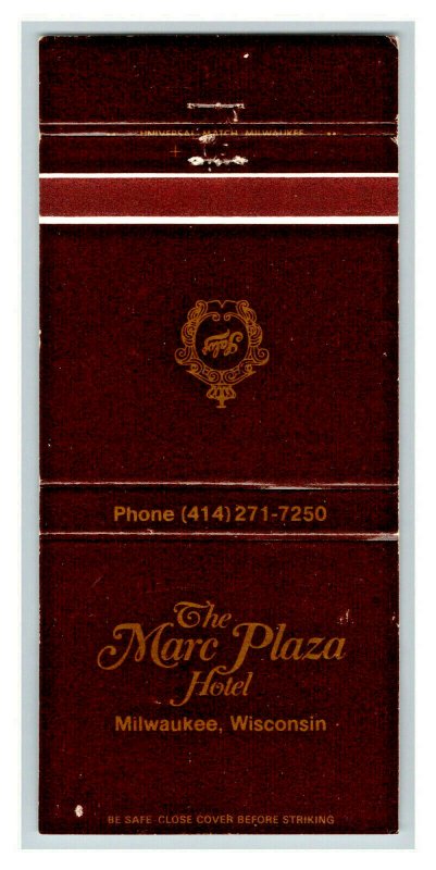 The Marc Plaza Hotel Milwaukee Wisconsin Vintage Matchbook Cover #3