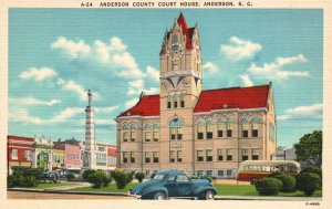 Vintage Postcard Anderson County Courthouse Building Anderson South Carolina SC