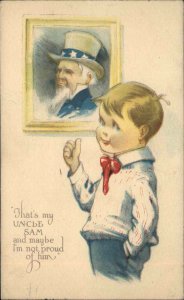 WWI Twelvetrees Patriotic Little Boy Thumbs Up Uncle Sam Portrait Vintage PC