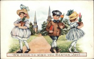 Whitney Easter Little Girls and Boy Children's Clothing Vintage Postcard