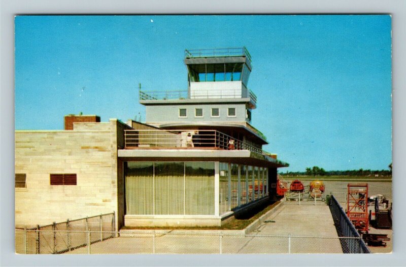 Fort Wayne IN- Indiana, Baer Field Airport, Tower and Terminal, Chrome Postcard