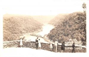 RPPC, West Virginia   ENJOYING SCENIC VIEW-HAWKS NEST-RR BRIDGE   1945 Postcard