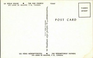 LA Vielle Eglise Old Church Anne De Beaupre Canada Vintage Postcard Plastichrome 