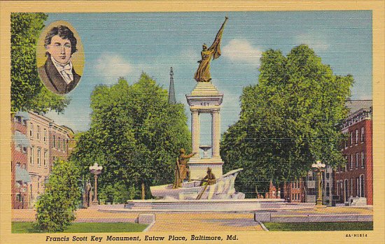 Maryland Baltimore Francis Scott Key Monument Eutaw Place Curteich