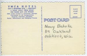 YMCA Hotel ~ Chicago Illinois IL ~ Wabash Ave. Linen Postcard 