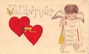 F81/ Valentine's Day Love Holiday Postcard c1910 Cupid Sign Hearts 5