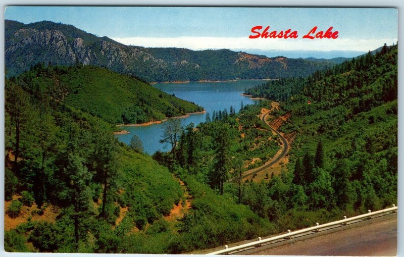 c1960s Shasta County, CA Lake Dam Reservoir Bridge Roadside PC Redding Cali A241