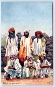 NATIVE LIFE IN INDIA Tuck Oilette GROUP of WAZIRIS Noted Thieves1910s Postcard