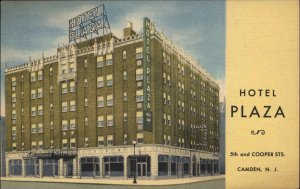 Camden New Jersey NJ Hotel Plaza Linen Vintage Postcard