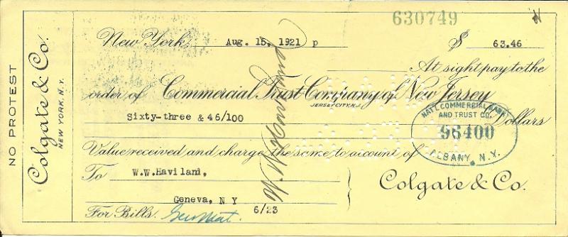 Colgate & Co. NY invoice 1921