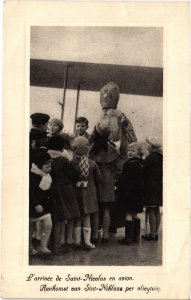 PC ST NICOLAS, L'ARRIVÉE DE ST NICOLAS EN AVION, Vintage Postcard (b46204)