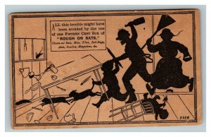 Vintage 1880's Victorian Trade Card Rough on Rats Poison Cats Chasing Rats Funny