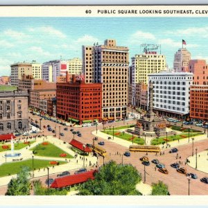 1934 Cleveland, OH Downtown Birds Eye Public Square Southeast Building Park A229
