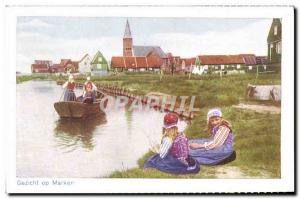 Old Postcard Gezicht Op Marken Folklore Women