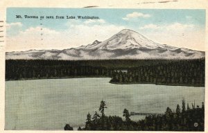 Vintage Postcard 1920 Mount Tacoma As Seen From Lake Washington Puget Sound News