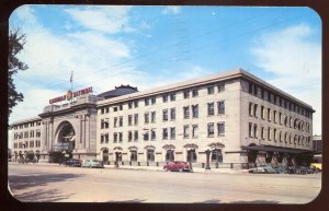 h630 - WINNIPEG Manitoba Postcard 1956 Main Street Union Train Station