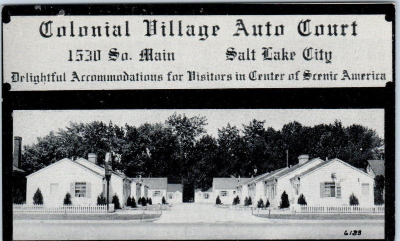 SALT LAKE CITY, UT Utah  COLONIAL VILLAGE Auto Court   c1910s Roadside Postcard