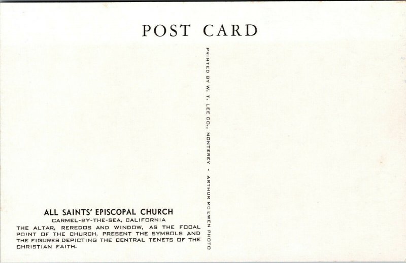 Vtg All Saints Episcopal Church Carmel-by-the-Sea California CA Unused Postcard