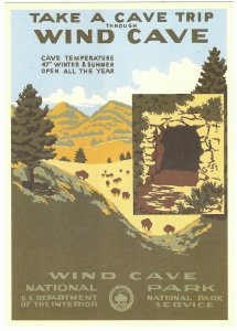 WPA Art Poster for Wind Cave National Park South Dakota  4 by 6