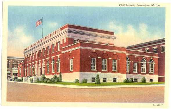 Post Office, Lewiston, Maine, ME Linen