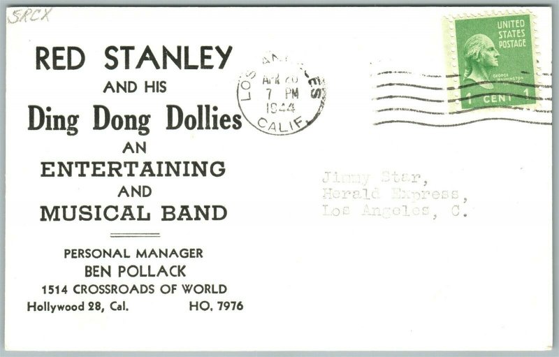 DING DONG DOLLIES RED STANLEY VINTAGE 1944 REAL PHOTO POSTCARD RPPC HOLLYWOOD