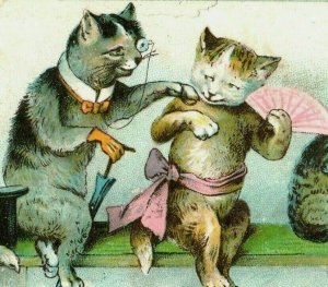 1880's Miller & Hutchinson Piano Organs Anthropomorphic Cats Flirting P175