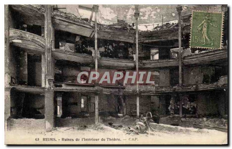 Old Postcard Reims Ruins of the theater interior