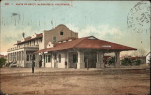 Bakersfield California CA Santa Fe Train Station Depot c1910 Postcard