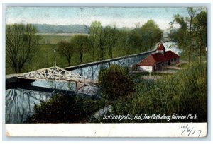 1907 Aerial View Tow Path Fairview Park Indianapolis Indiana IN Vinatge Postcard