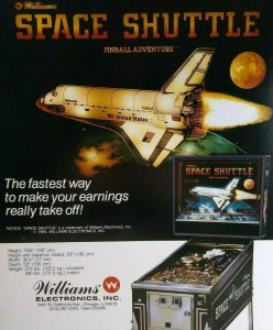 Space Shuttle Pinball Flyer Original Foldout Brochure US Defender Aircraft 1984