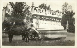 Washington IA Studio Parade Float PAULS LUMBER CO Real Photo Postcard xst