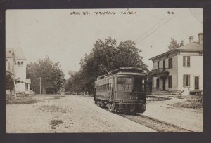 Waukau WISCONSIN RPPC 1911 MAIN STREET Add On TROLLEY nr Oshkosh Omro TINY TOWN!