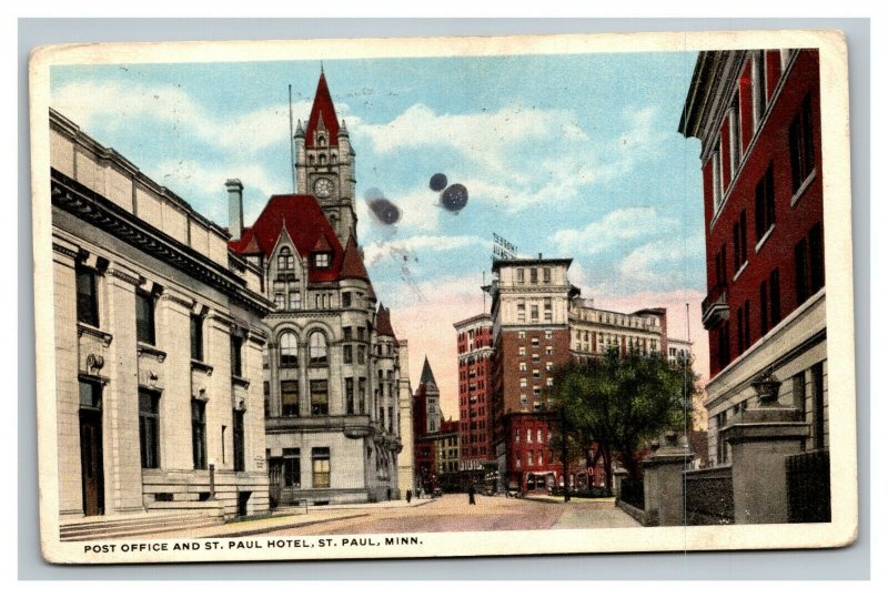 Vintage 1915 Postcard Panoramic Post Office & St. Paul Hotel St. Paul Minnesota