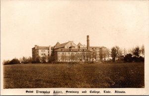 Real Photo Postcard St. Procopius Abbey Seminary and College in Lisle, Illinois