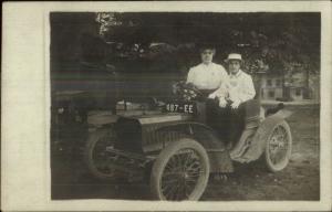 Early Car Auto Automobile French Visible License Plate Real Photo Postcard